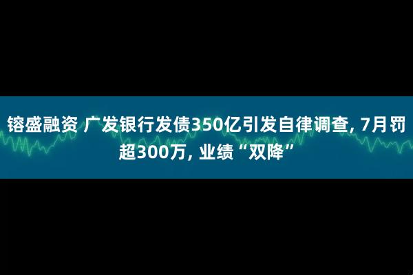 镕盛融资 广发银行发债350亿引发自律调查, 7月罚超300万, 业绩“双降”