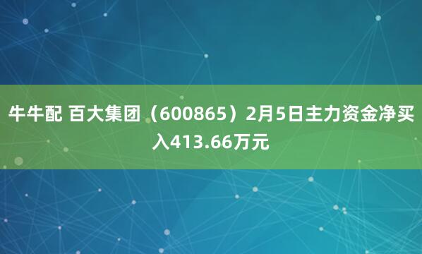 牛牛配 百大集团（600865）2月5日主力资金净买入413.66万元