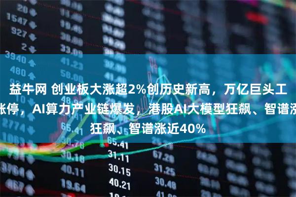 益牛网 创业板大涨超2%创历史新高，万亿巨头工业富联涨停，AI算力产业链爆发，港股AI大模型狂飙、智谱涨近40%